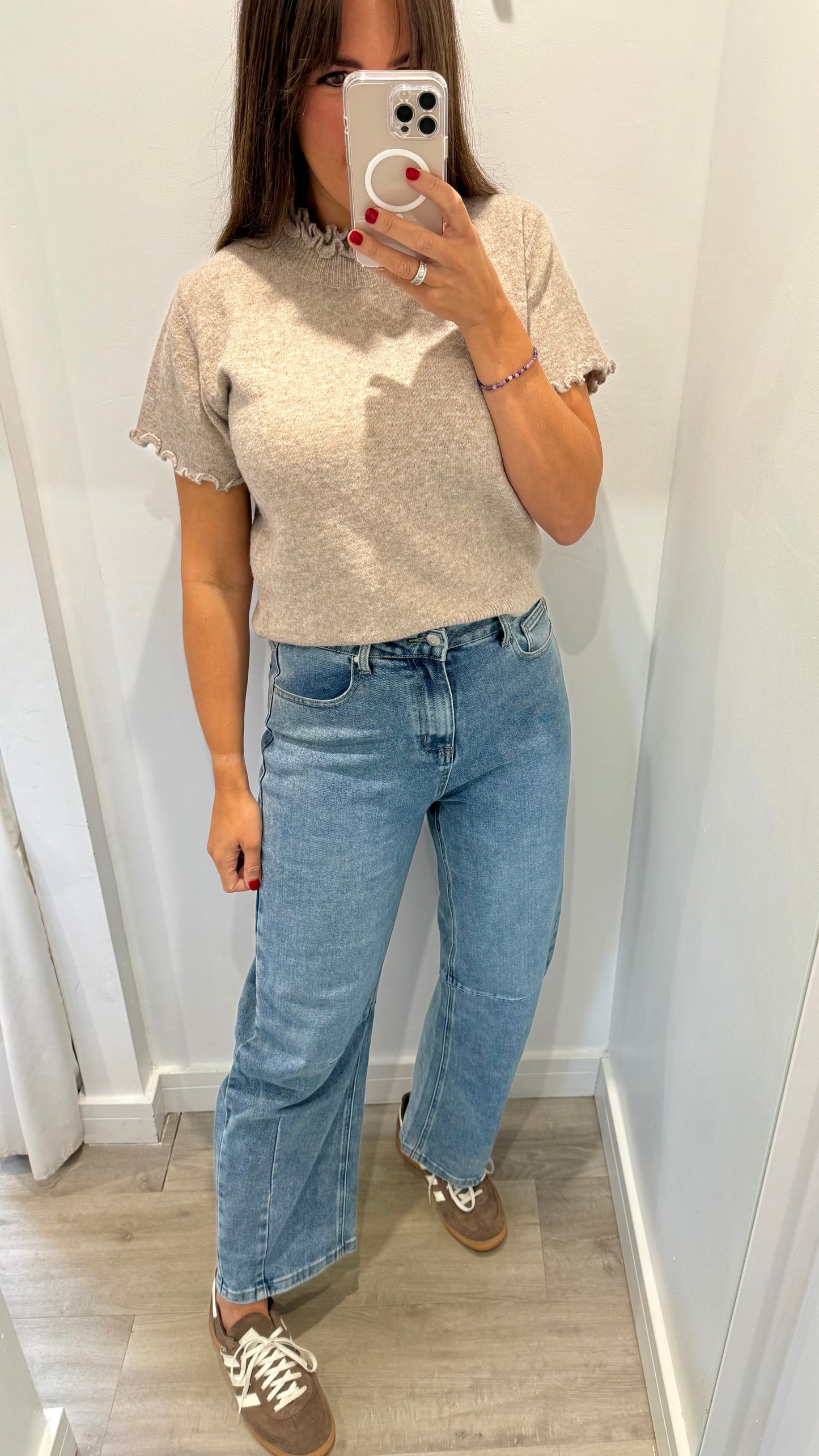 SOFT BLUE BARREL-LEG MOM JEANS