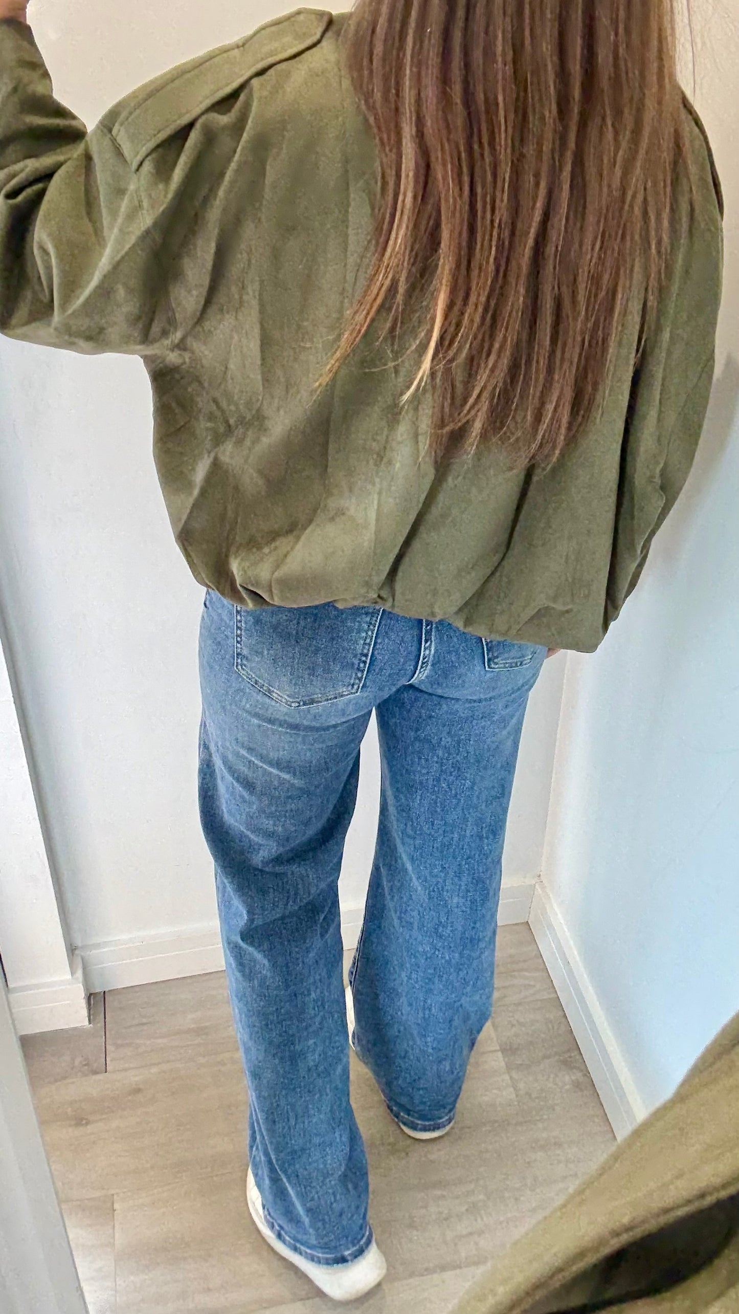 KHAKI SUEDETTE BOMBER JACKET