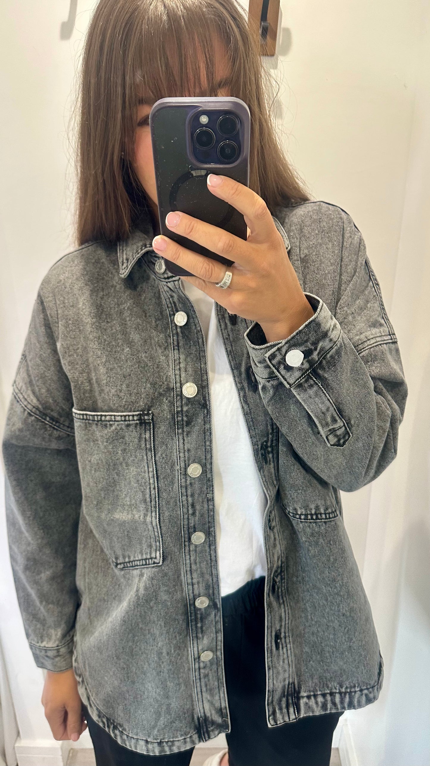 WASHED GREY OVERSIZED SHACKET