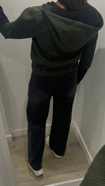 KHAKI GREEN CONTRAST BOMBER JACKET
