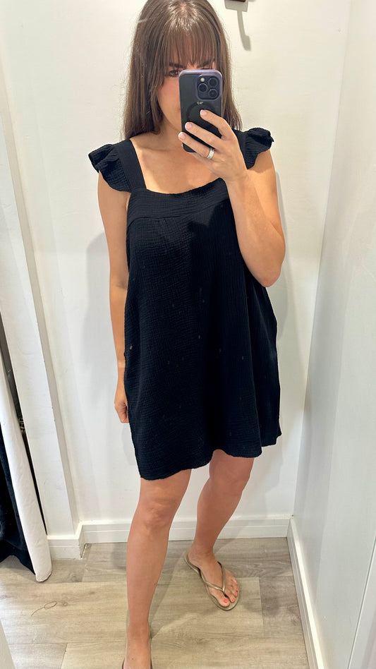 BLACK BABYDOLL MINI DRESS