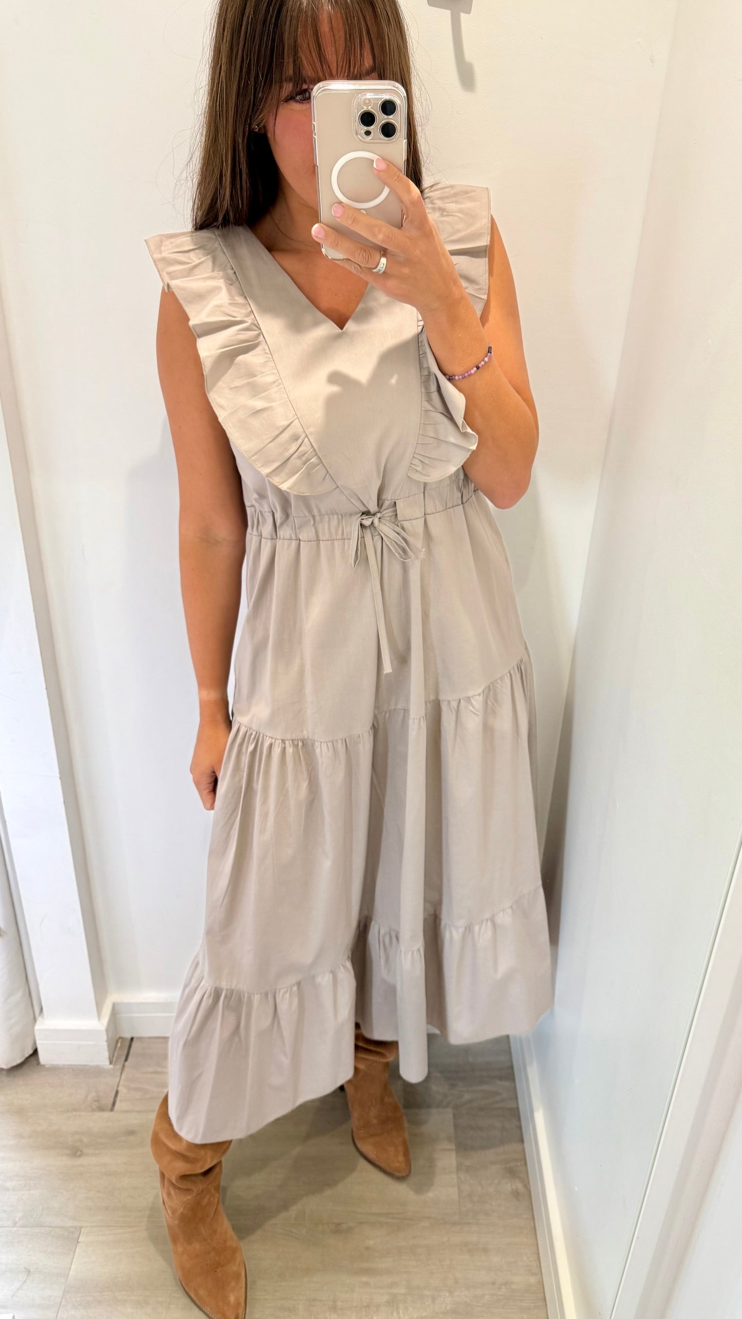 MOCHA JET TIERED COTTON MAXI DRESS