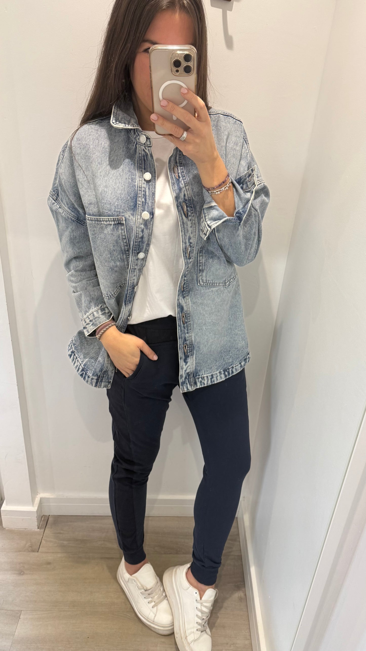 DENIM SHACKET WITH UTILITY POCKETS