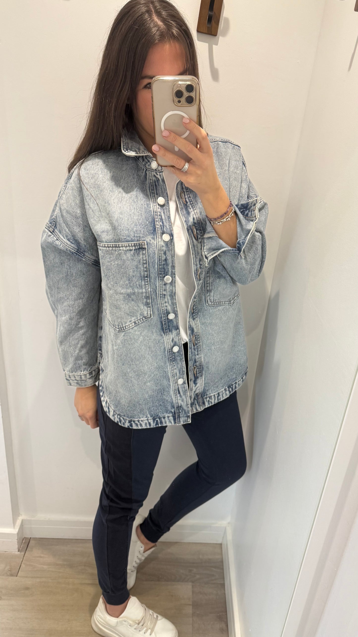 DENIM SHACKET WITH UTILITY POCKETS