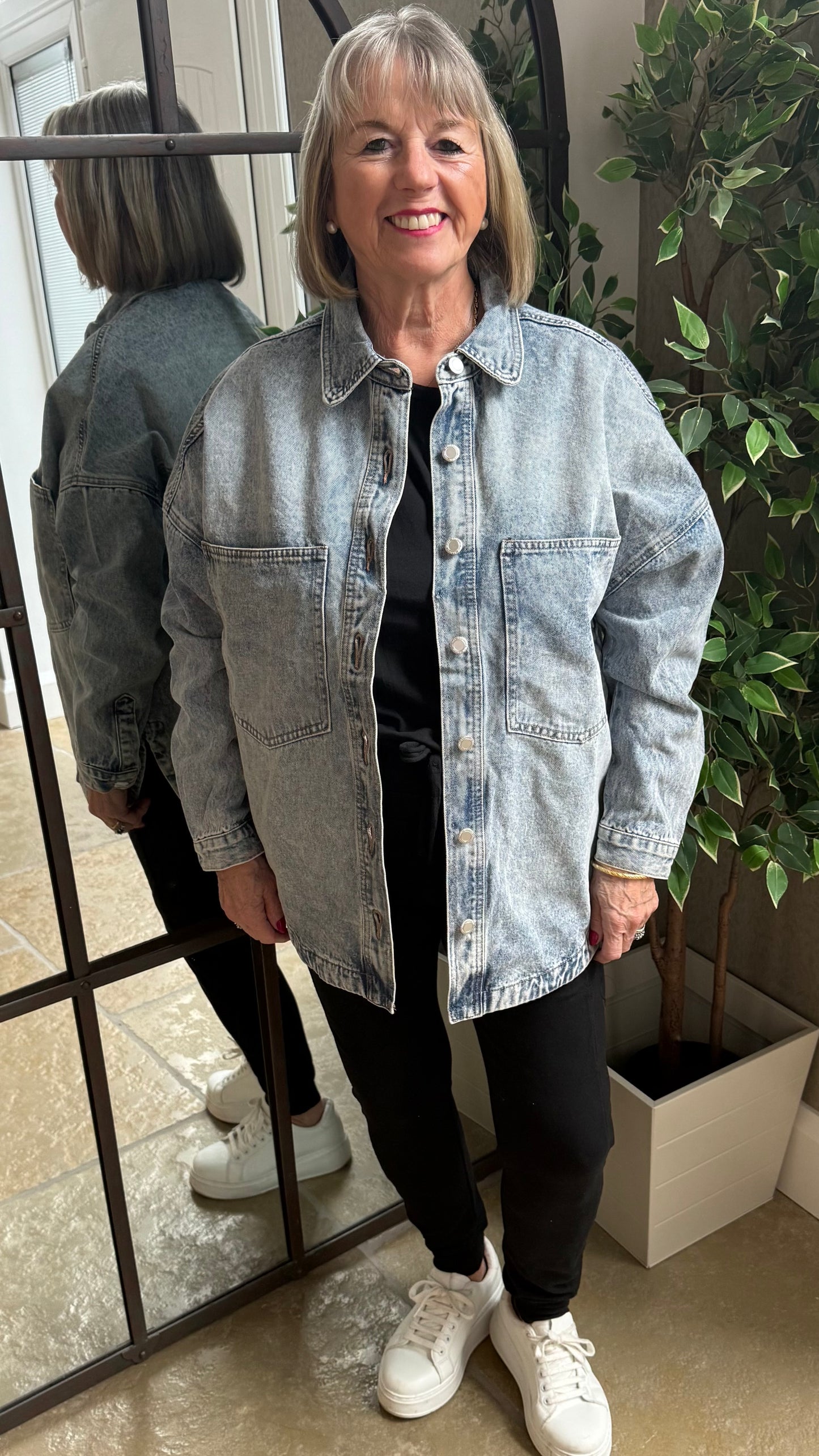 DENIM SHACKET WITH UTILITY POCKETS