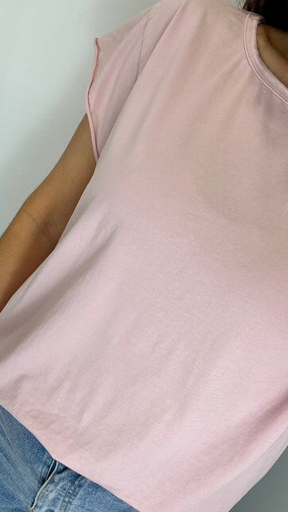 PALE PINK CAP SLEEVE TEE