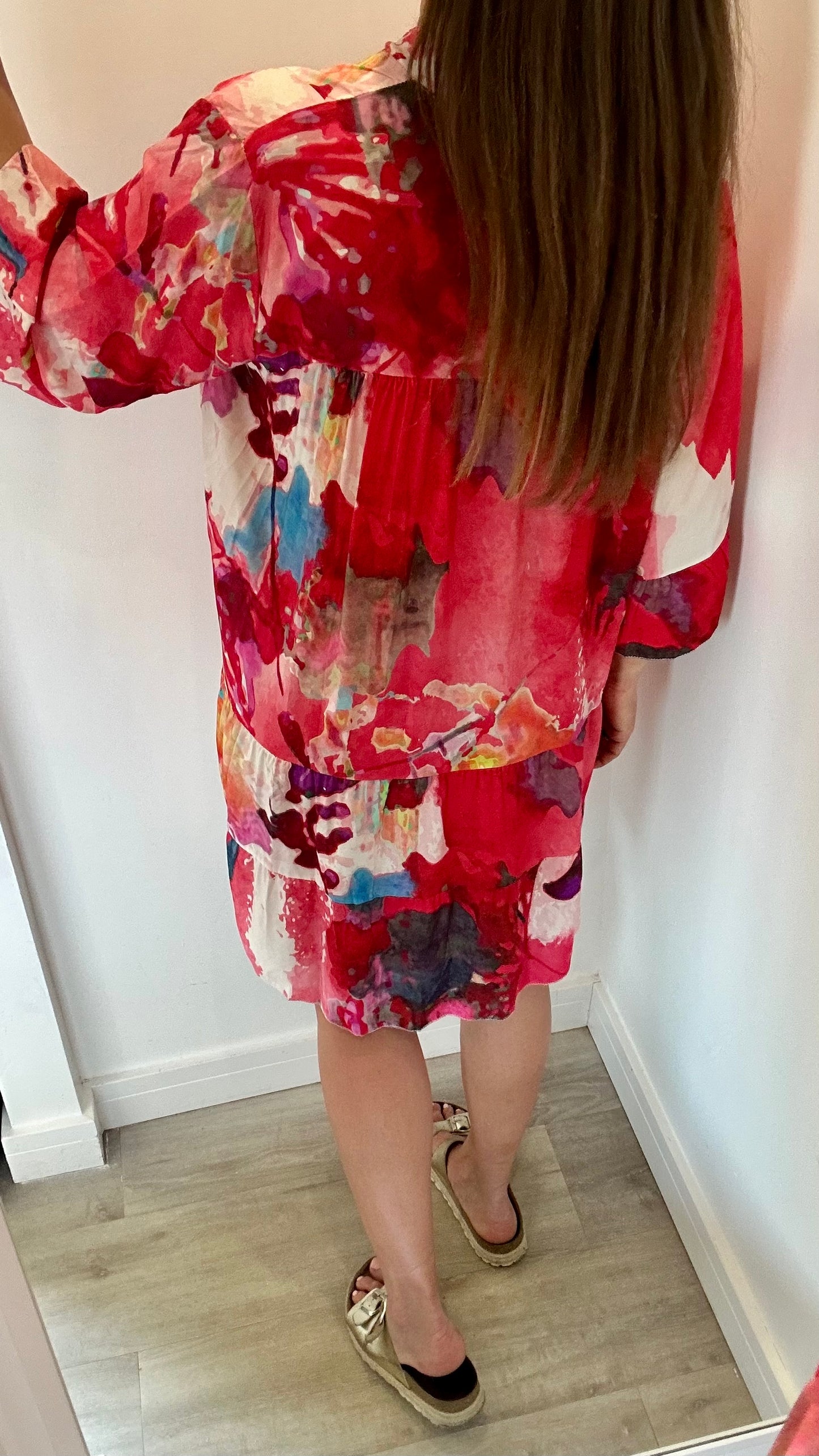 ABSTRACT COLOUR SPLASH TUNIC DRESS