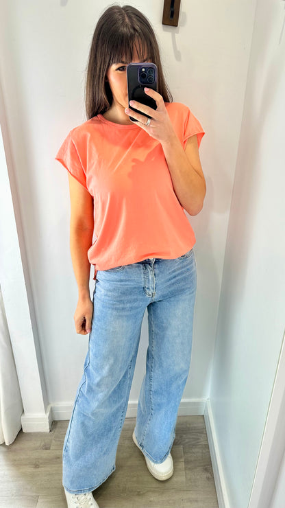 CORAL CAP SLEEVE TEE