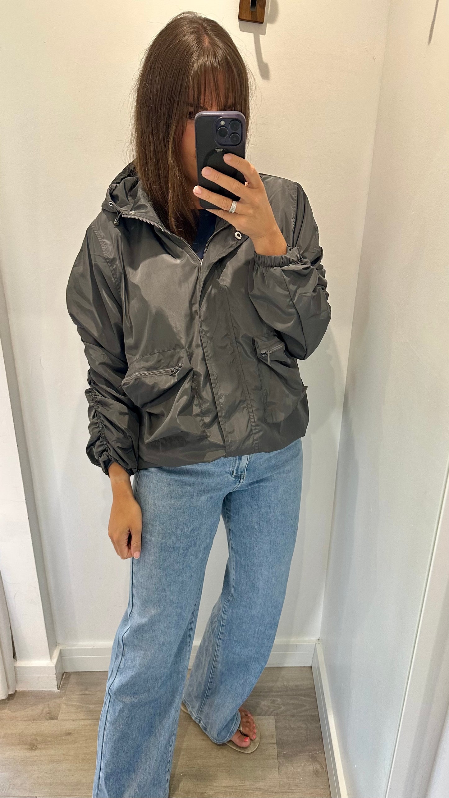 CHARCOAL GREY SHOWERPROOF RAINCOAT