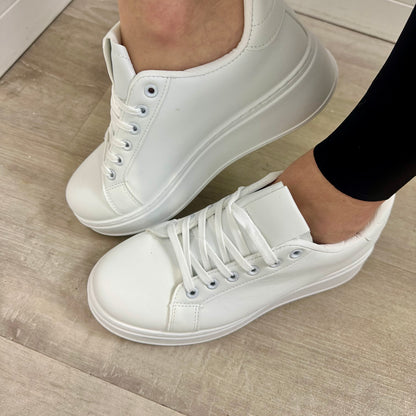 WHITE PLATFORM TRAINERS