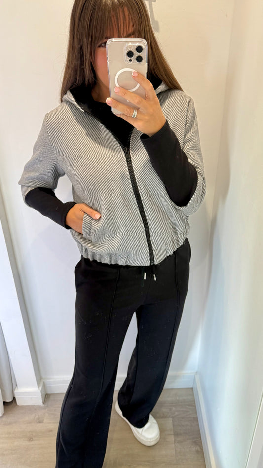 GREY CONTRAST BOMBER JACKET