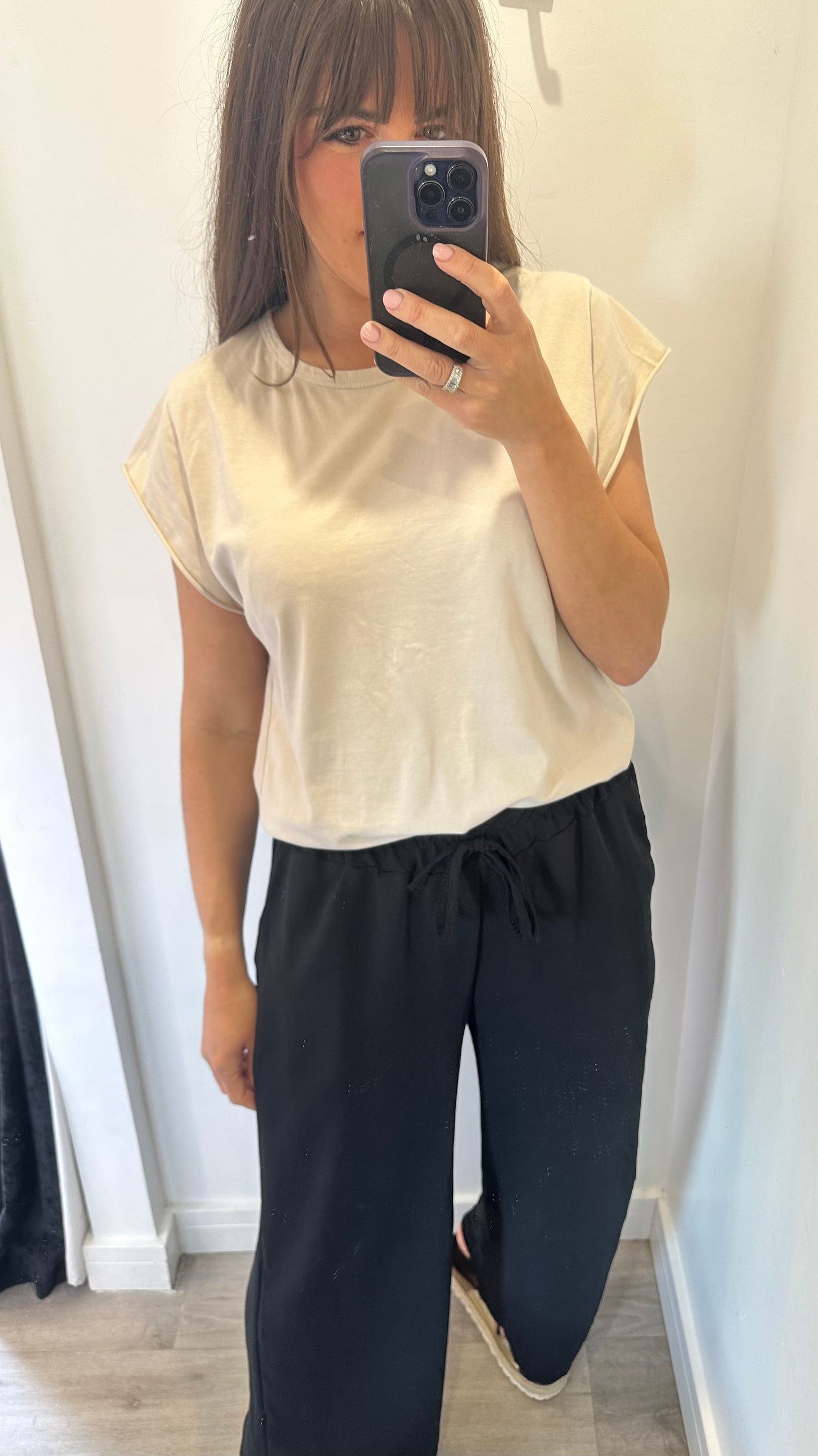 BLACK DRAWSTRING TROUSERS