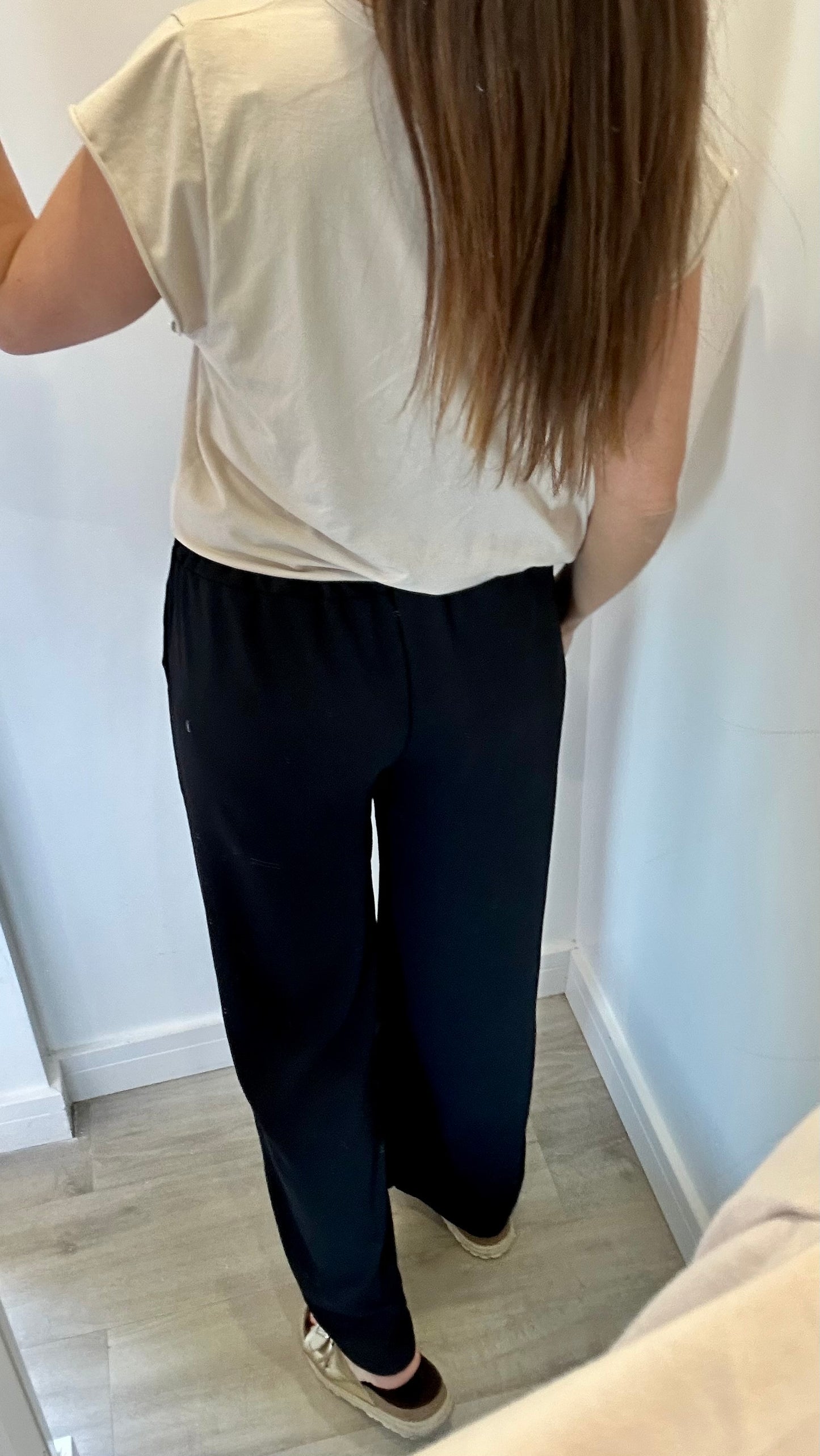 BLACK DRAWSTRING TROUSERS