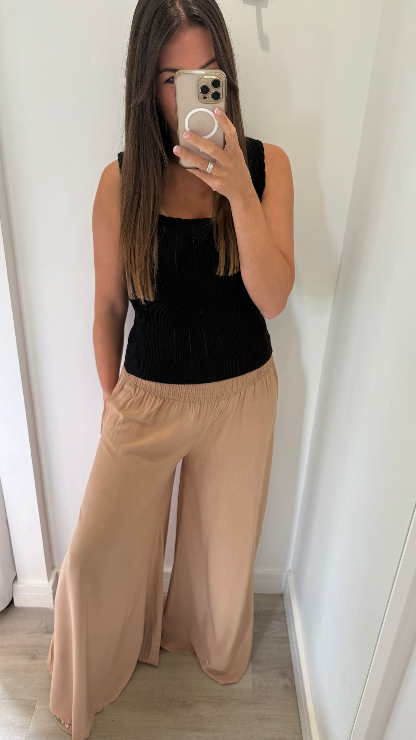 THE EVERYDAY FLOATY WIDE LEG TROUSERS - CAMEL