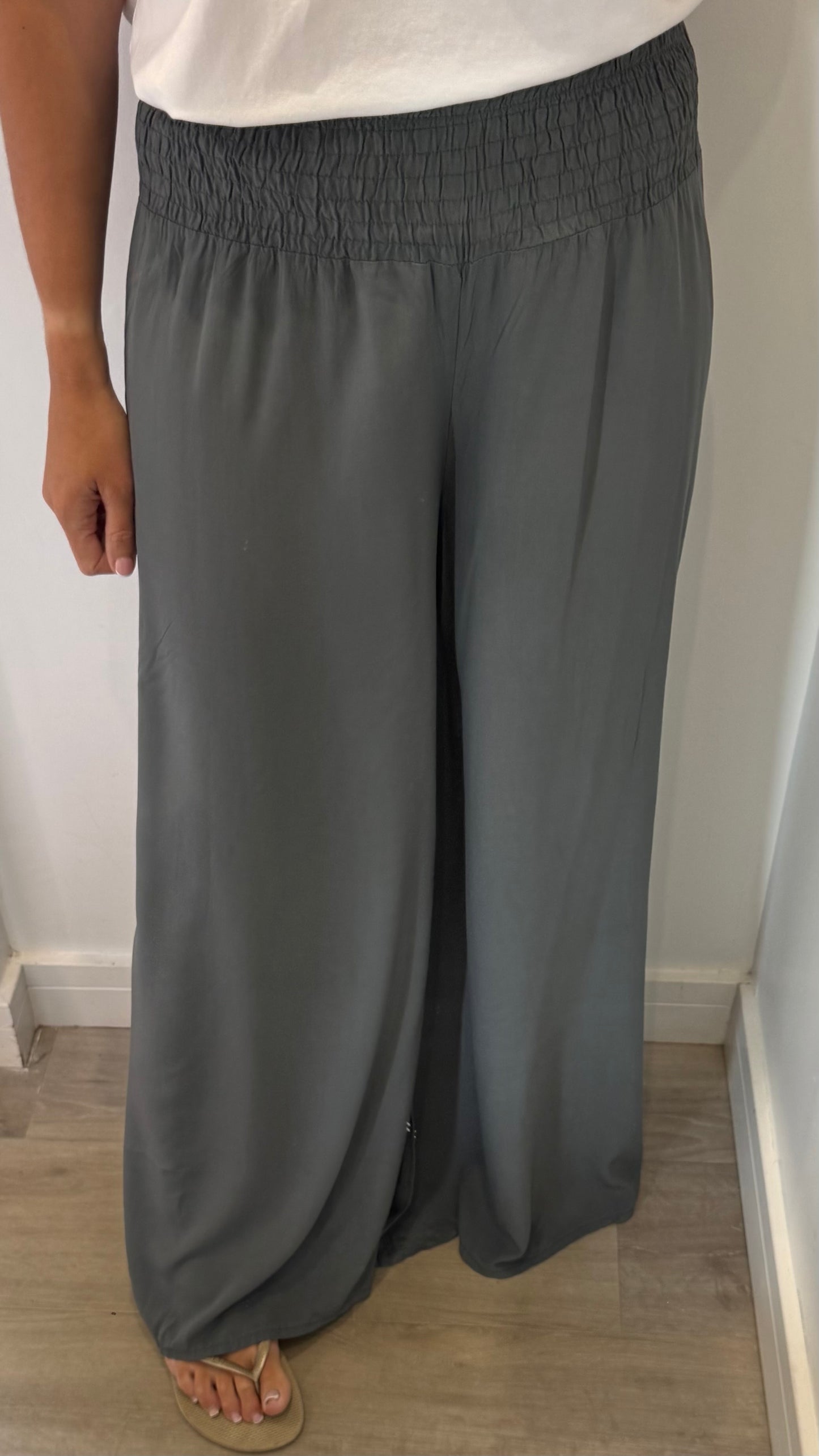 THE EVERYDAY FLOATY WIDE LEG TROUSERS - CHARCOAL