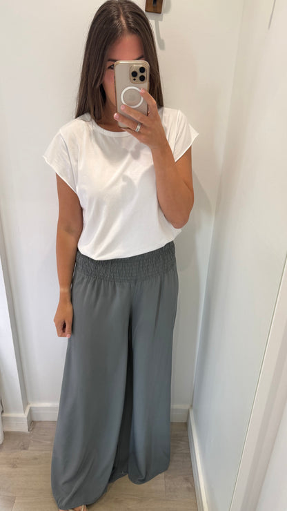 THE EVERYDAY FLOATY WIDE LEG TROUSERS - CHARCOAL