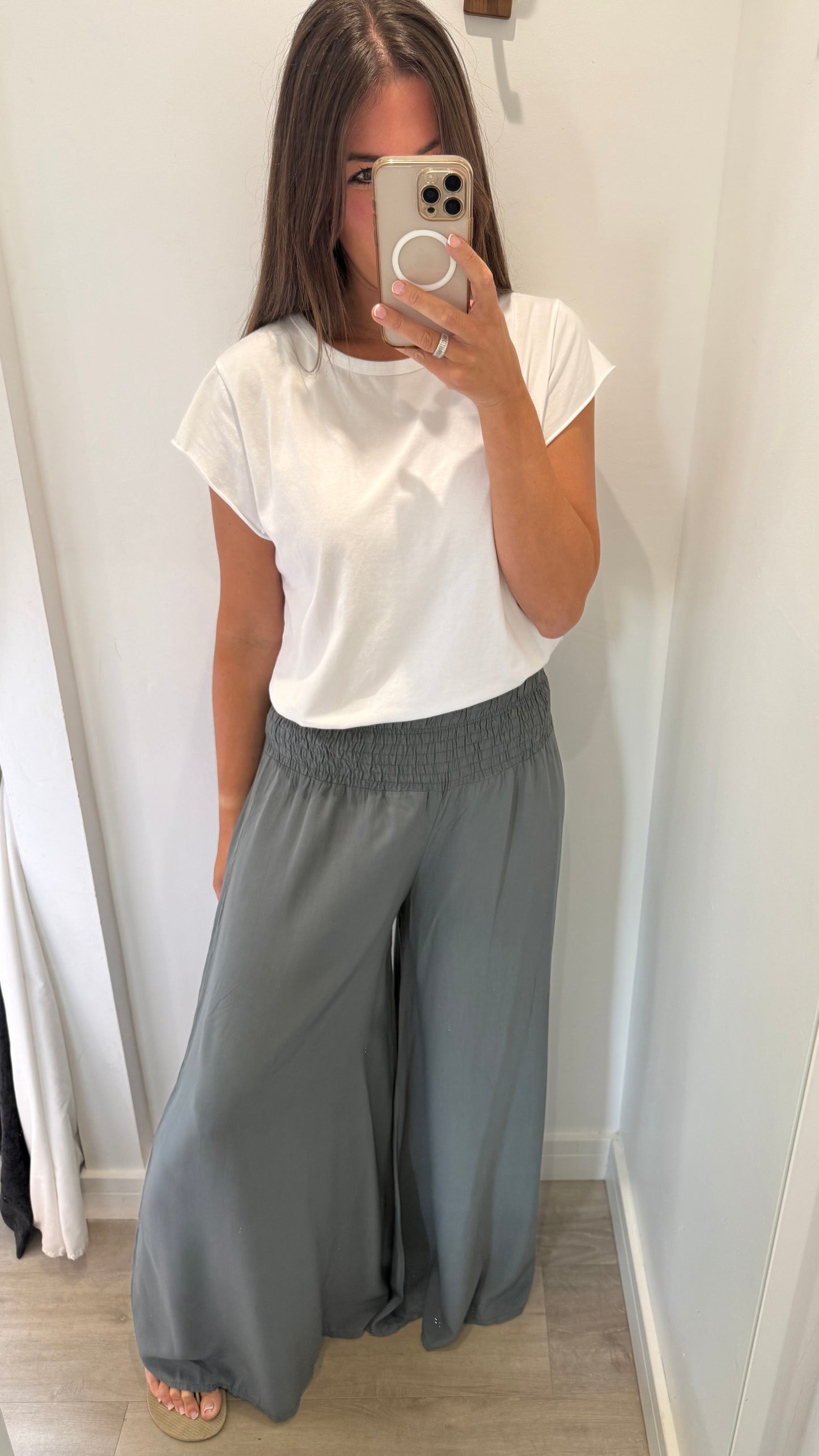 THE EVERYDAY FLOATY WIDE LEG TROUSERS - CHARCOAL