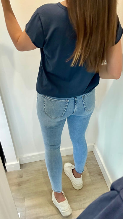 NAVY CAP SLEEVE TEE