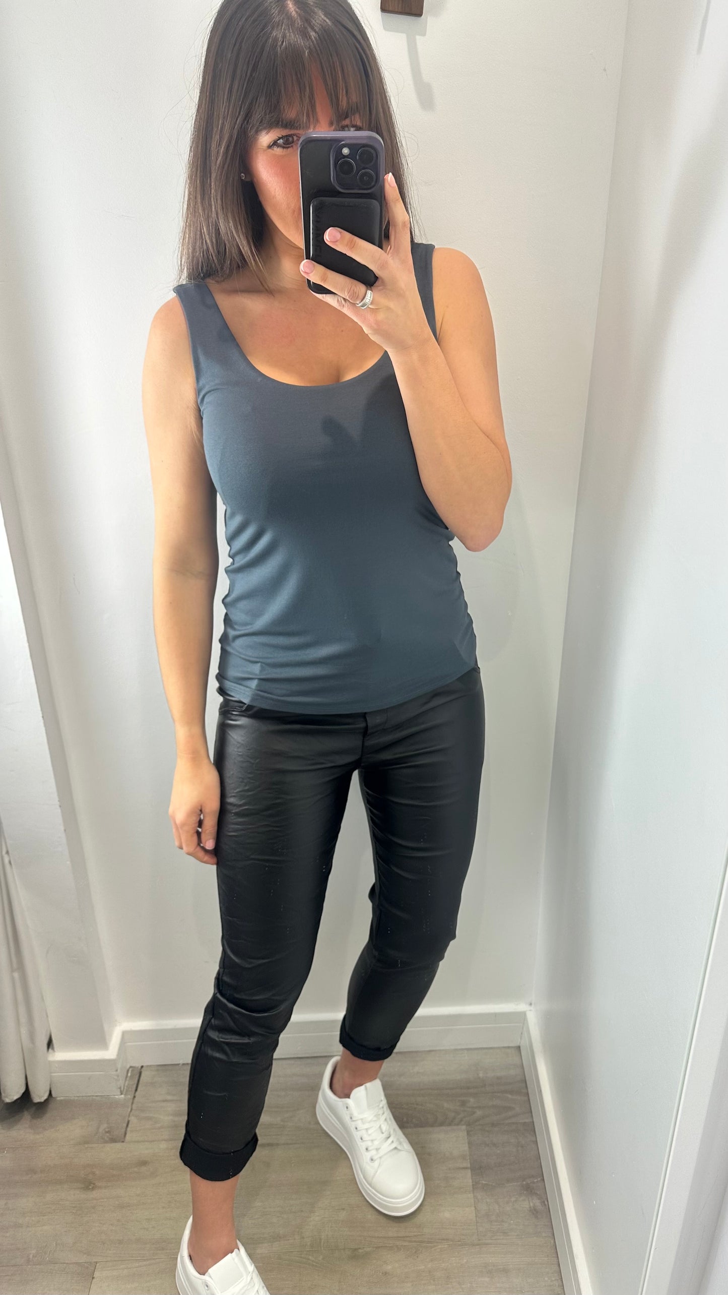 CHARCOAL CAMI VEST TOP