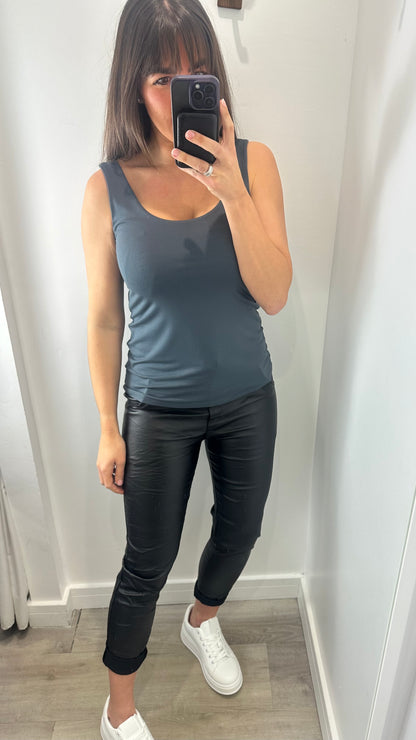CHARCOAL CAMI VEST TOP