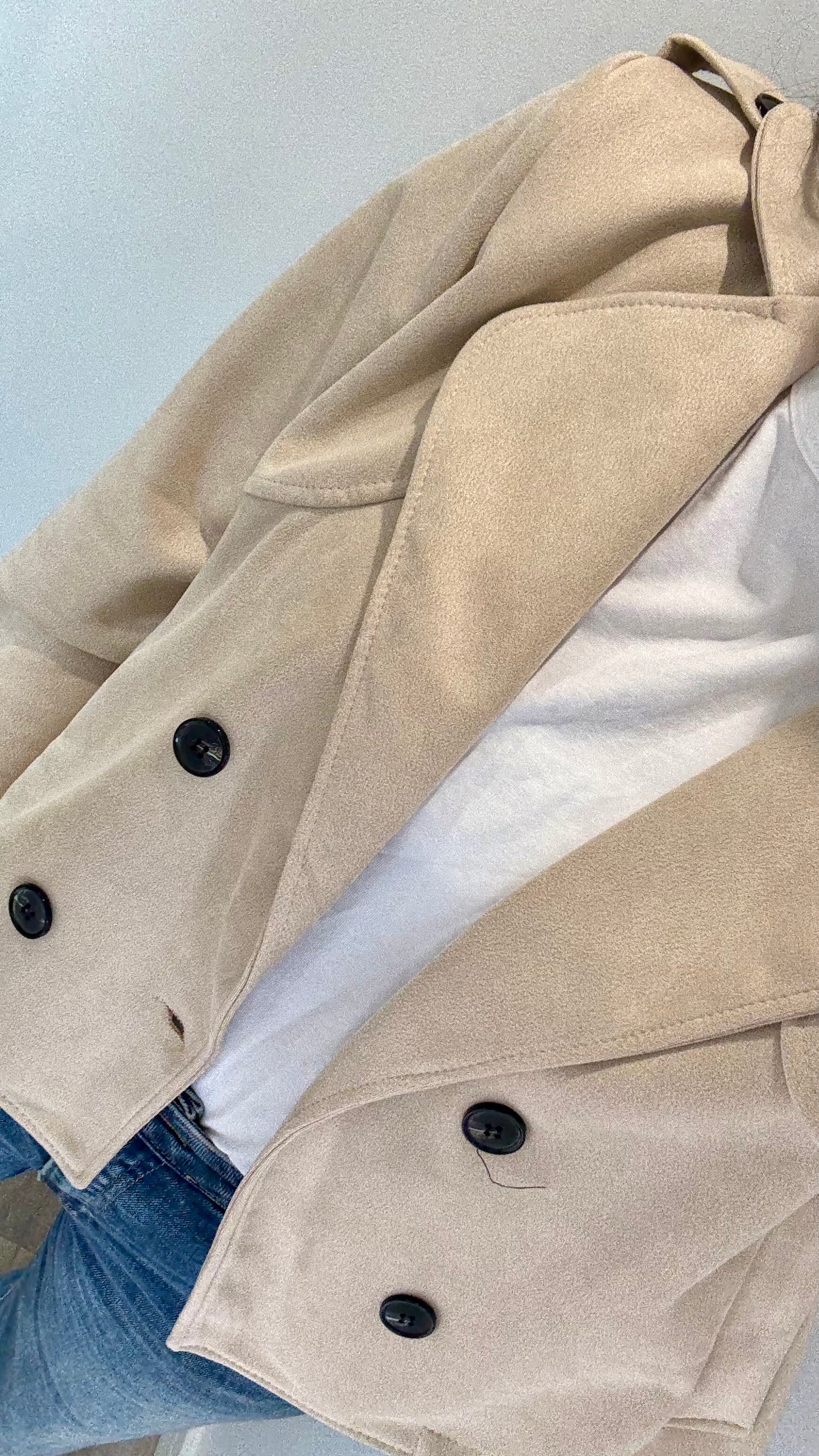 STONE SUEDE-EFFECT BUTTONED JACKET