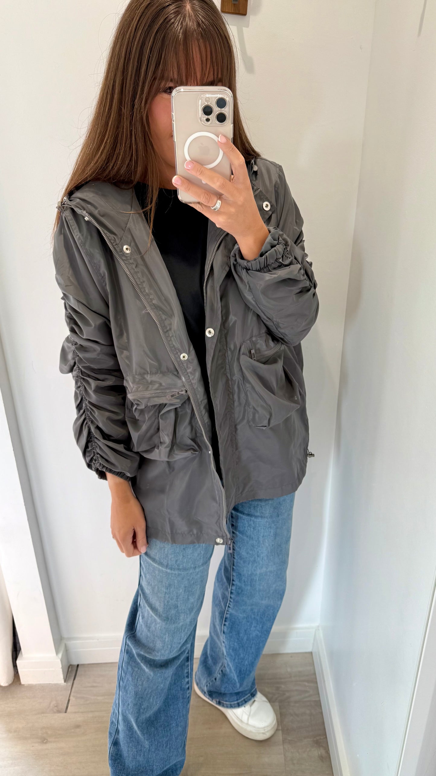 CHARCOAL GREY SHOWERPROOF RAINCOAT