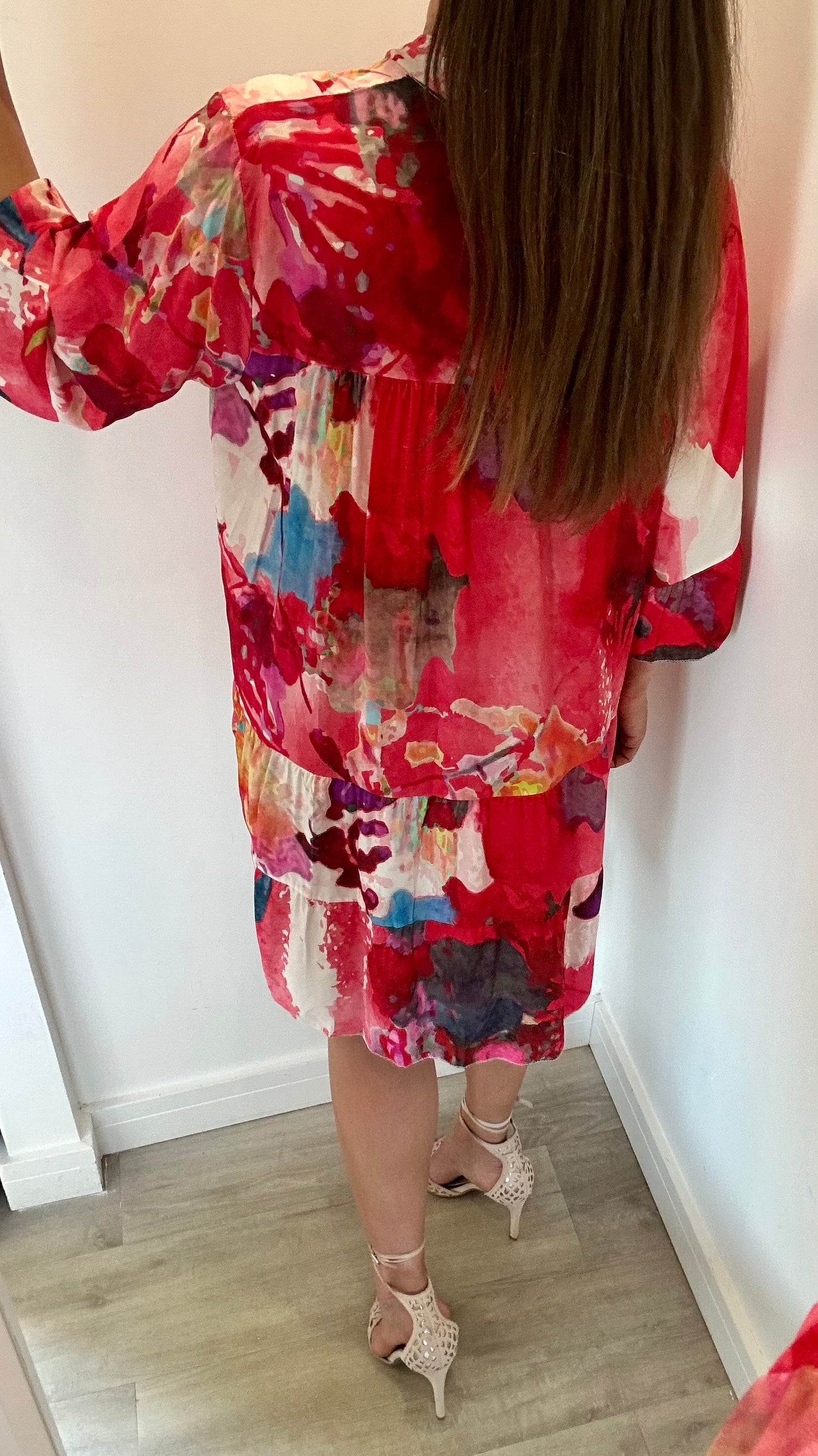 ABSTRACT COLOUR SPLASH TUNIC DRESS