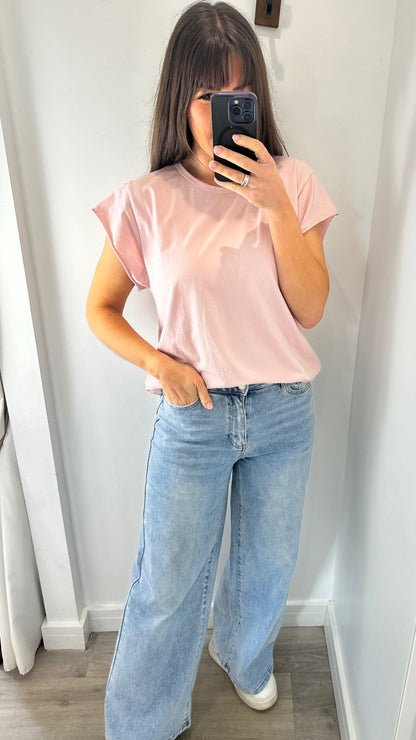 PALE PINK CAP SLEEVE TEE