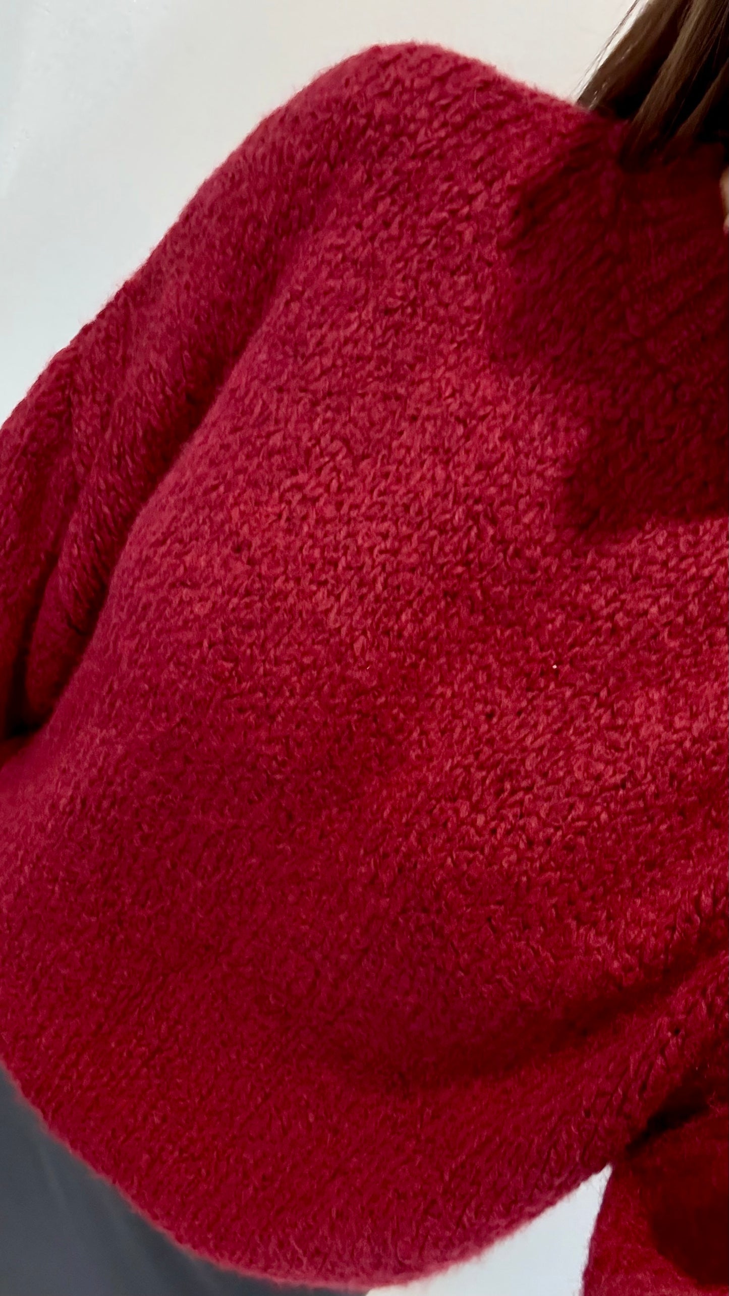 MERLOT BALLOON SLEEVE TEXTURED KNIT JUMPER