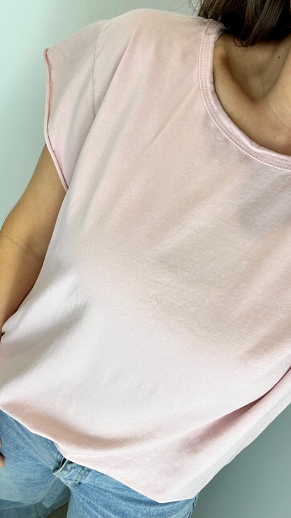 PALE PINK CAP SLEEVE TEE