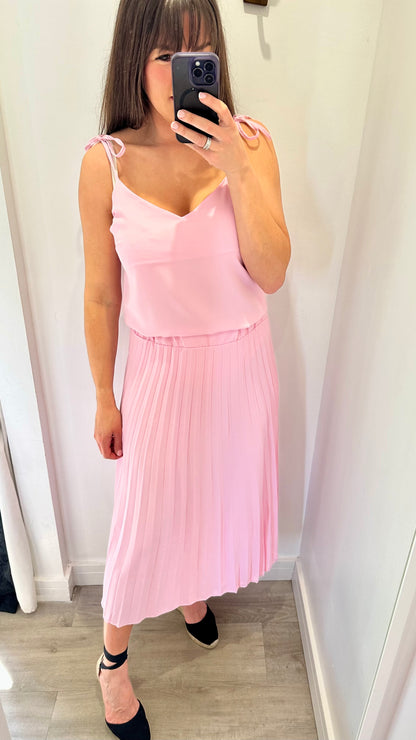 BABY PINK CAMI & PLEATED SKIRT CO-ORD