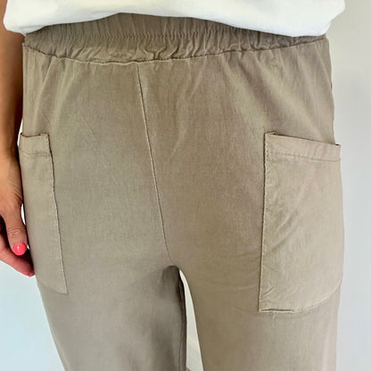 MOCHA CROPPED POCKET TROUSERS