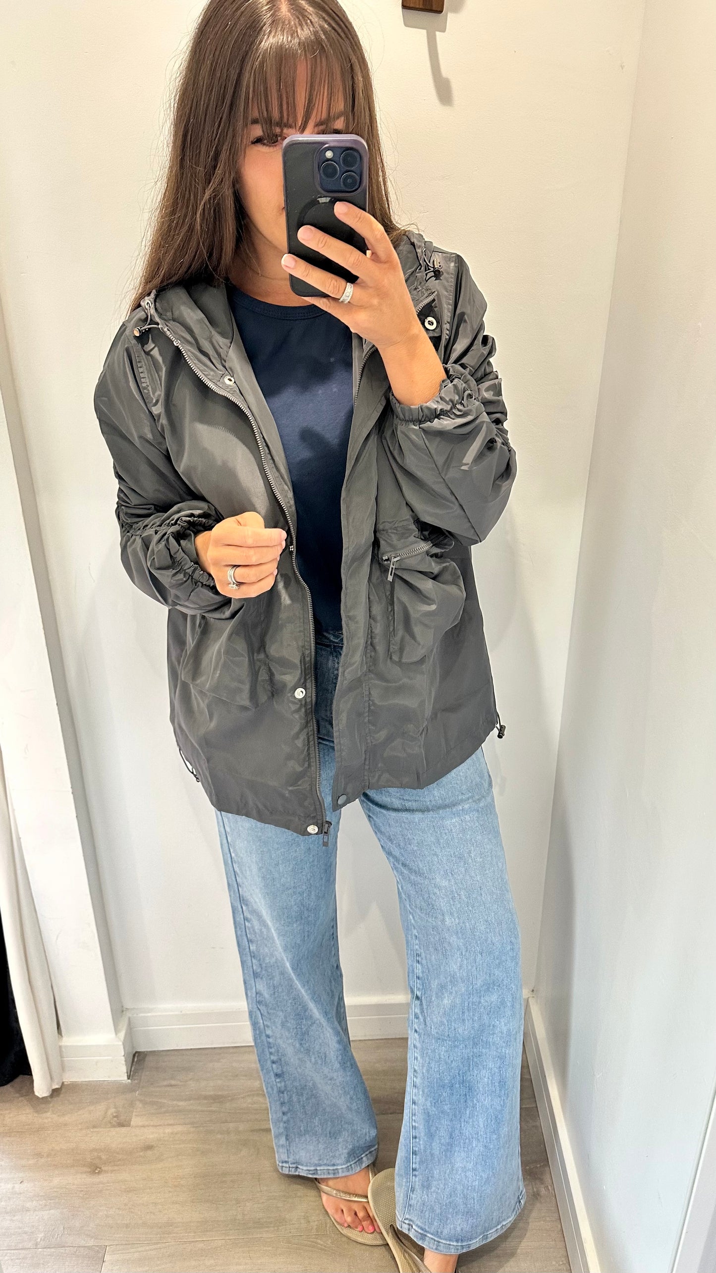 CHARCOAL GREY SHOWERPROOF RAINCOAT