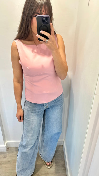 SOFT PINK BOW BACK SLEEVELESS TOP