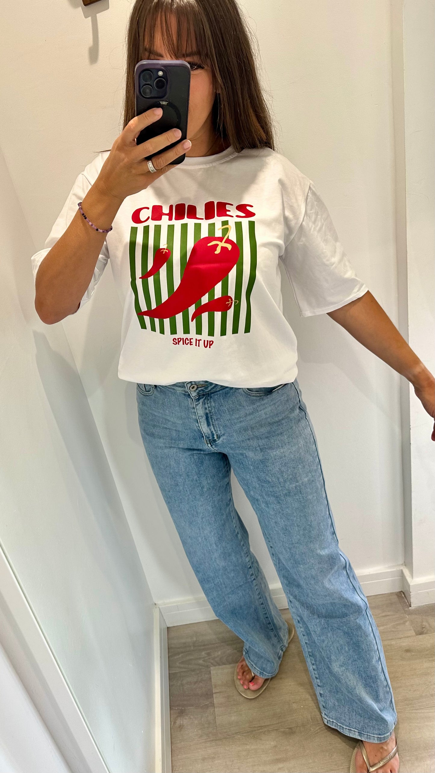 CHILLI PRINT STRIPE TEE