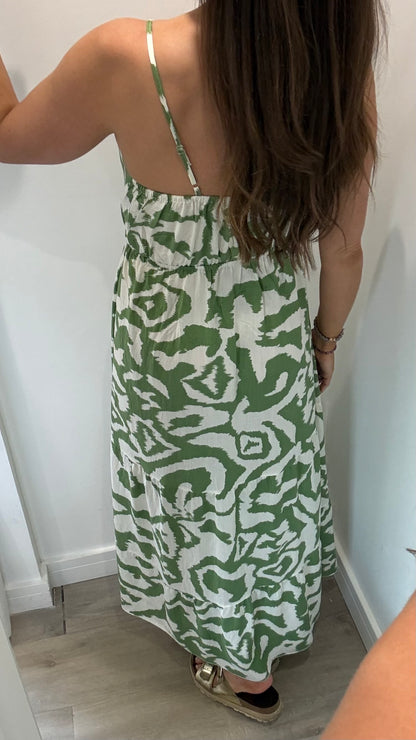GREEN ABSTRACT MAXI DRESS