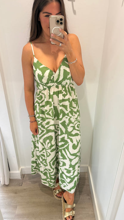 GREEN ABSTRACT MAXI DRESS