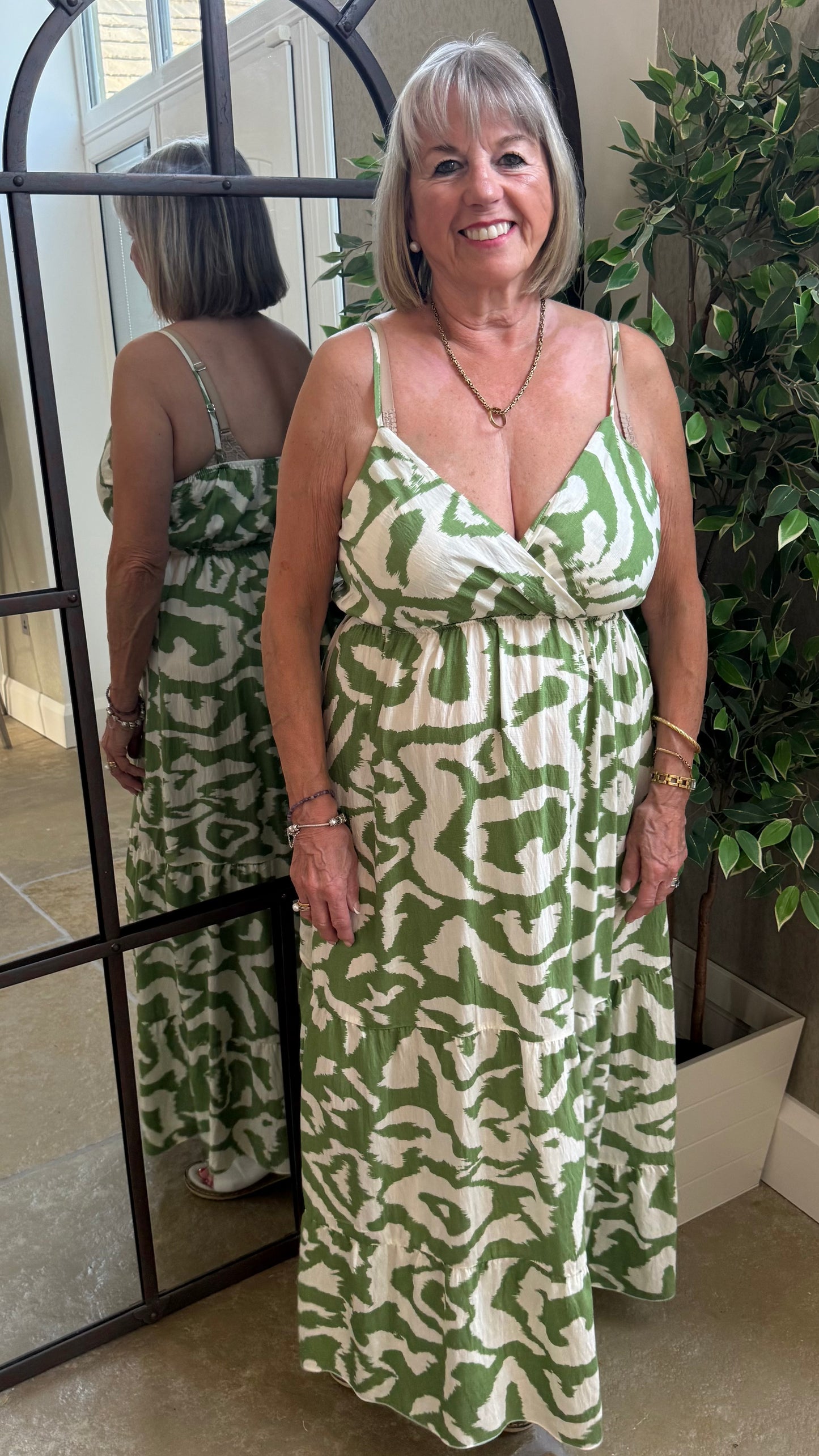 GREEN ABSTRACT MAXI DRESS