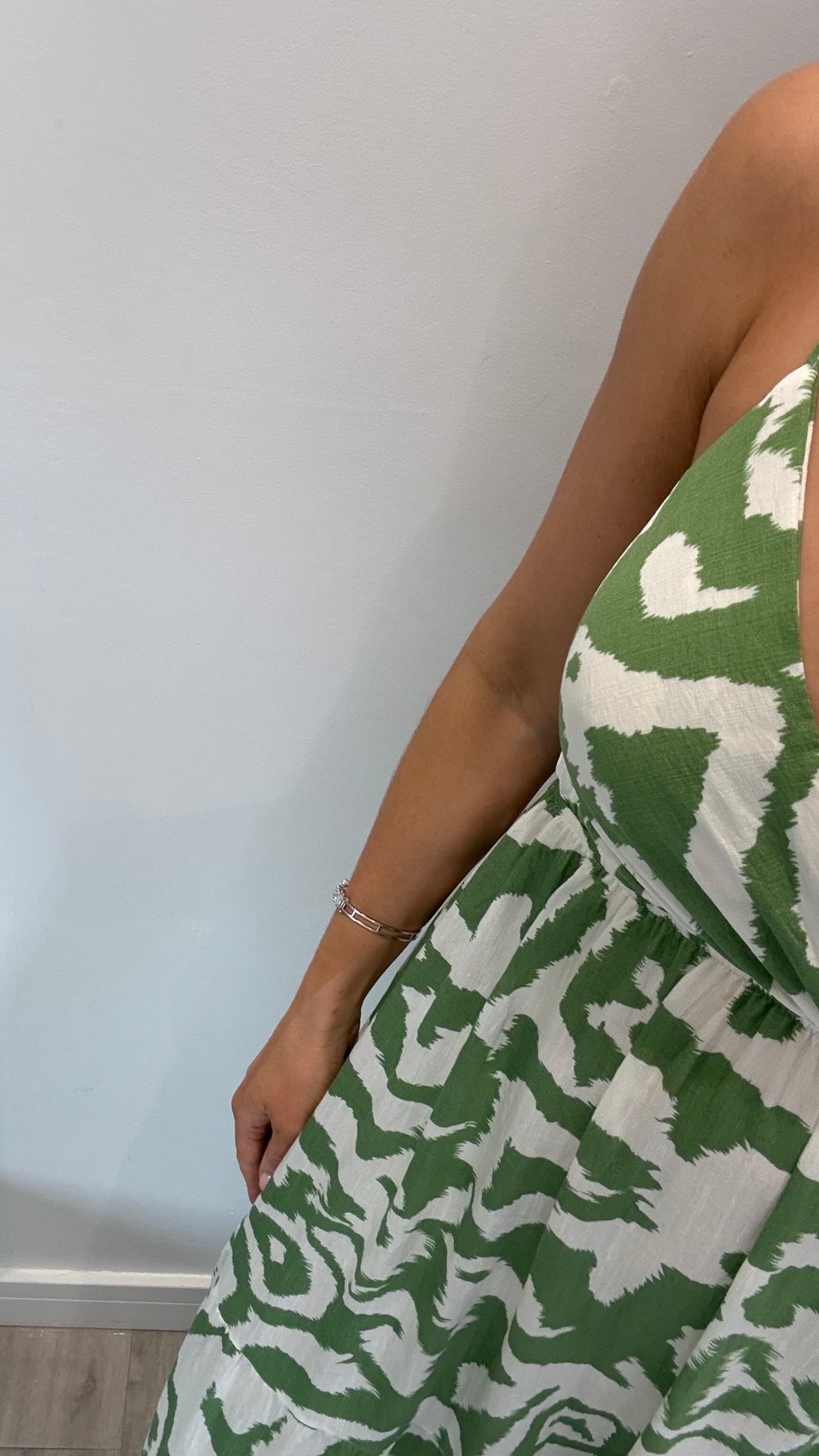 GREEN ABSTRACT MAXI DRESS