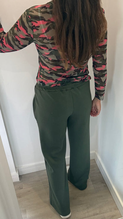 GREEN & PINK CAMO SHEER TOP