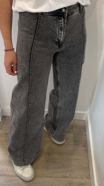 GREY FRONT SEAM WIDE LEG JEANS