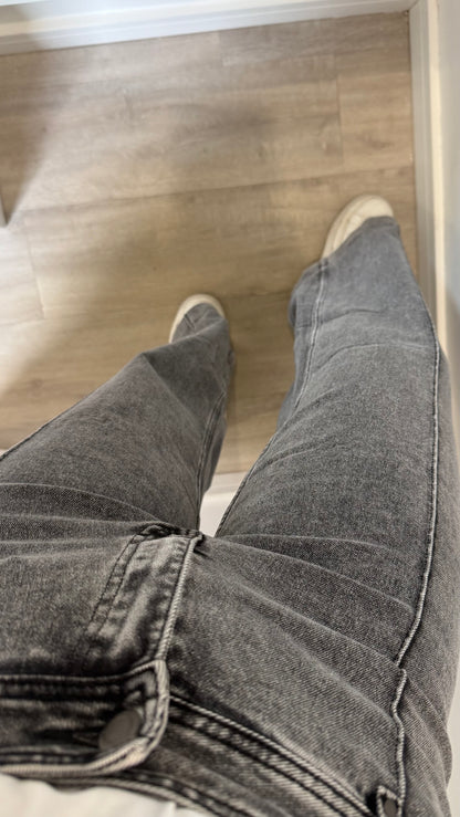 GREY FRONT SEAM WIDE LEG JEANS