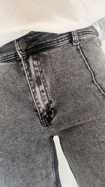 GREY FRONT SEAM WIDE LEG JEANS
