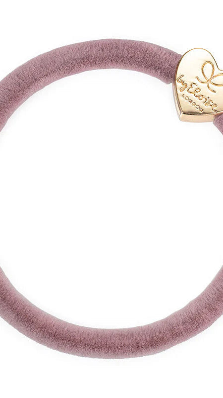 BYELOISE CHAMPAGNE PINK BANGLE BAND WITH GOLD HEART CHARM