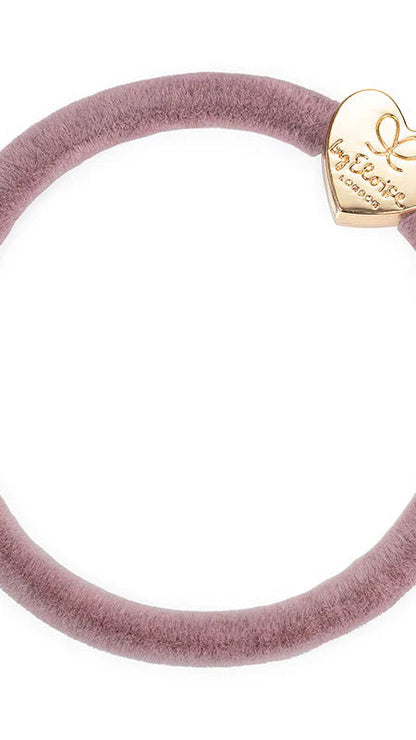 BYELOISE CHAMPAGNE PINK BANGLE BAND WITH GOLD HEART CHARM