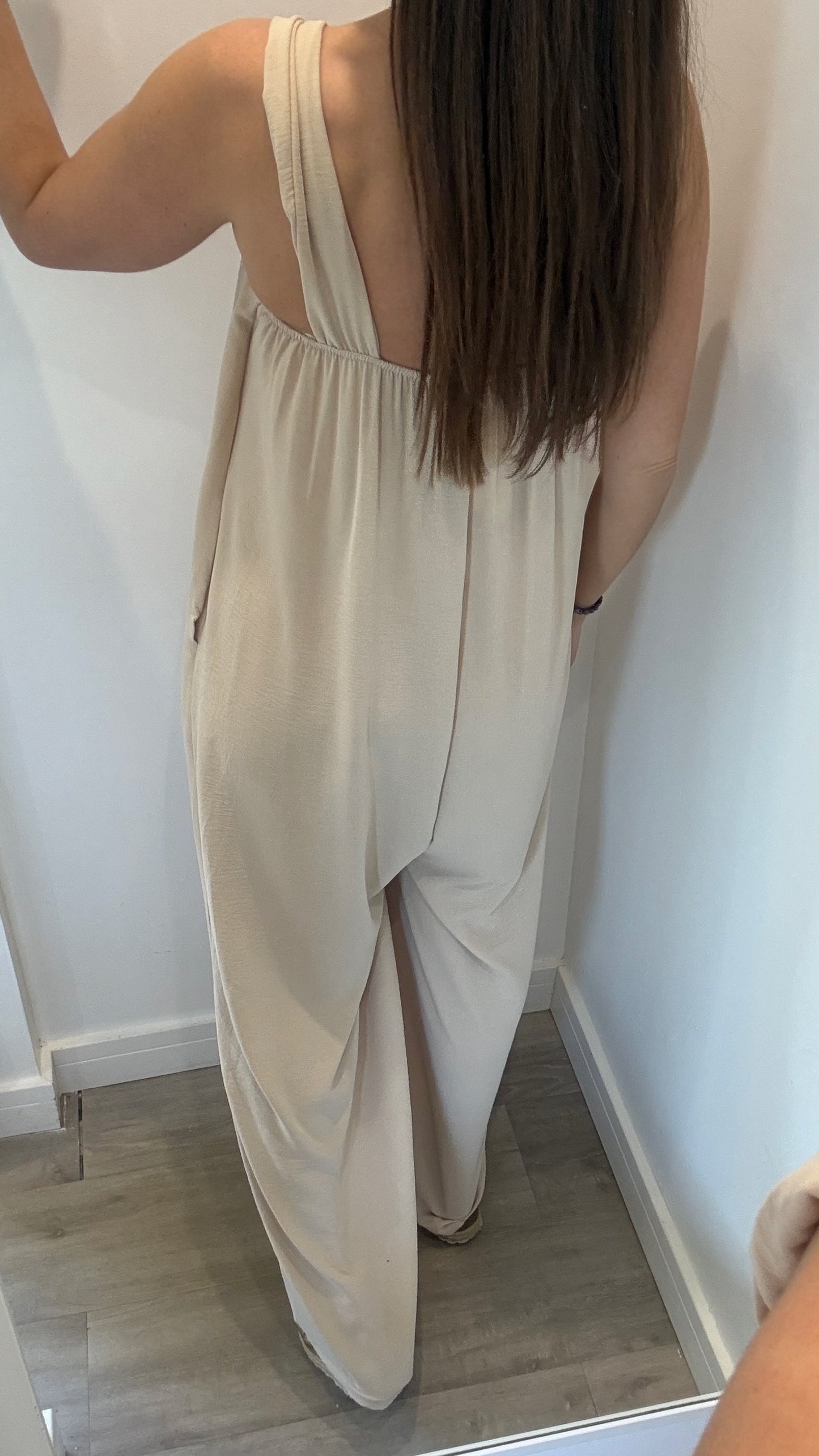 GOLD CLASP NUDE JUMPSUIT