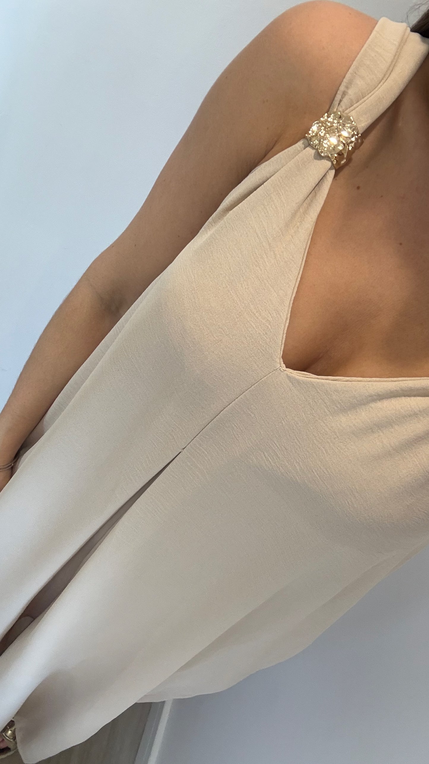 GOLD CLASP NUDE JUMPSUIT