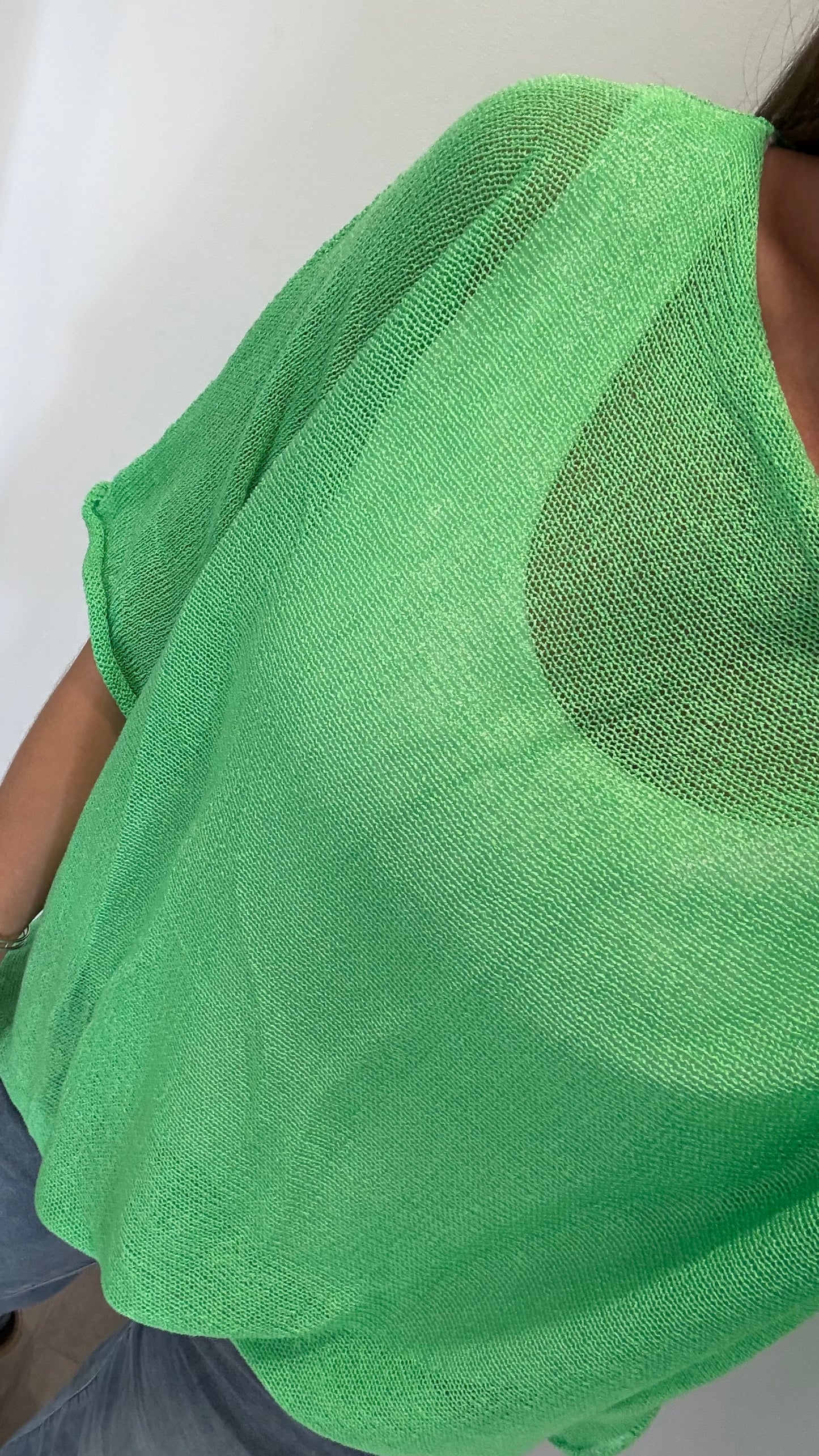 GREEN FINE KNIT TOP