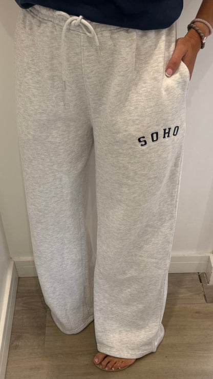 GREY SOHO WIDE LEG JOGGERS