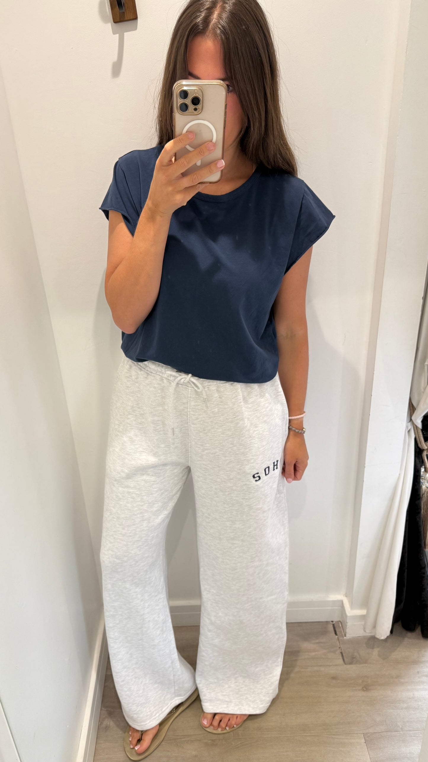 GREY SOHO WIDE LEG JOGGERS